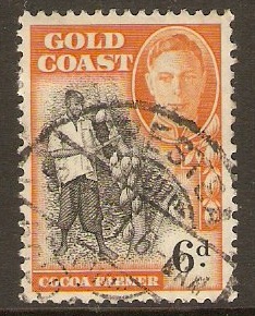 Gold Coast 1948 6d Black & orange. SG142.